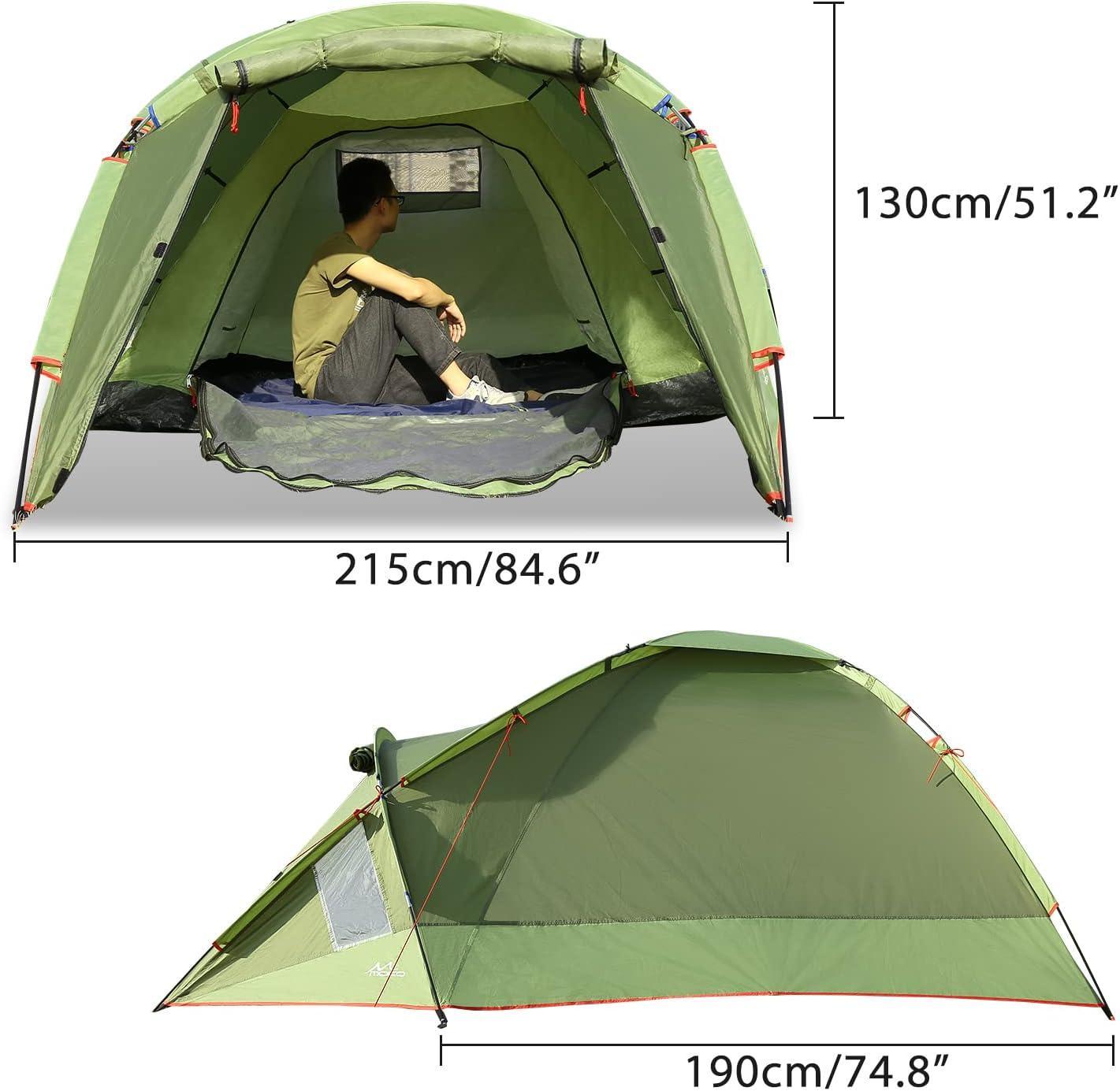 MoKo Geodesic Tent for 3 People Green Polyester Family Camping Dome Tent - Benebomo