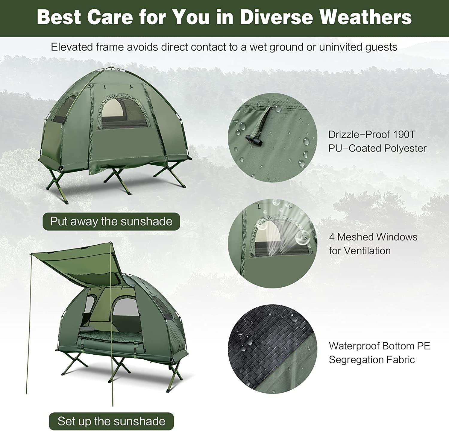 Nightcore Tent Cot for 1 Person Folding Tent Cot Waterproof Pop Up Tent - Benebomo