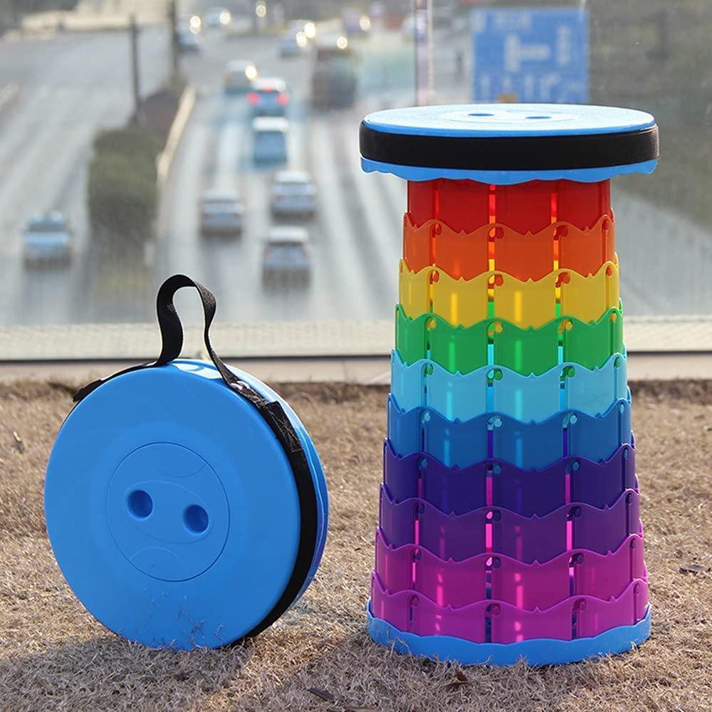 Plastic Foldable Stool Rainbow Color Portable - Benebomo