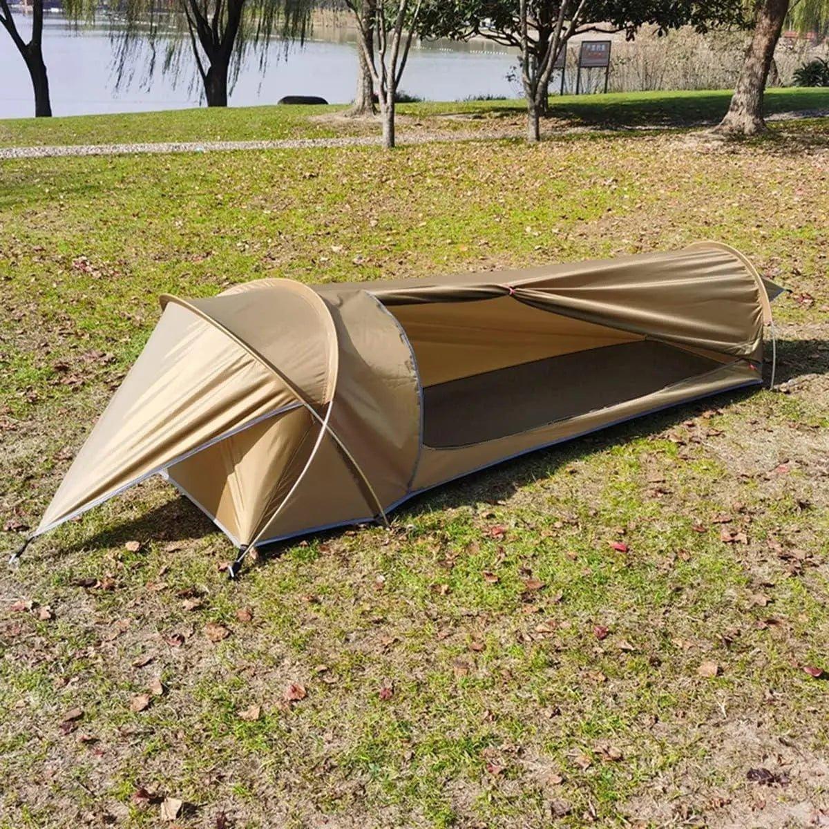 Preself Bivy Tent for 1 Person Khaki Polyester Cycling Solo Tent - Benebomo