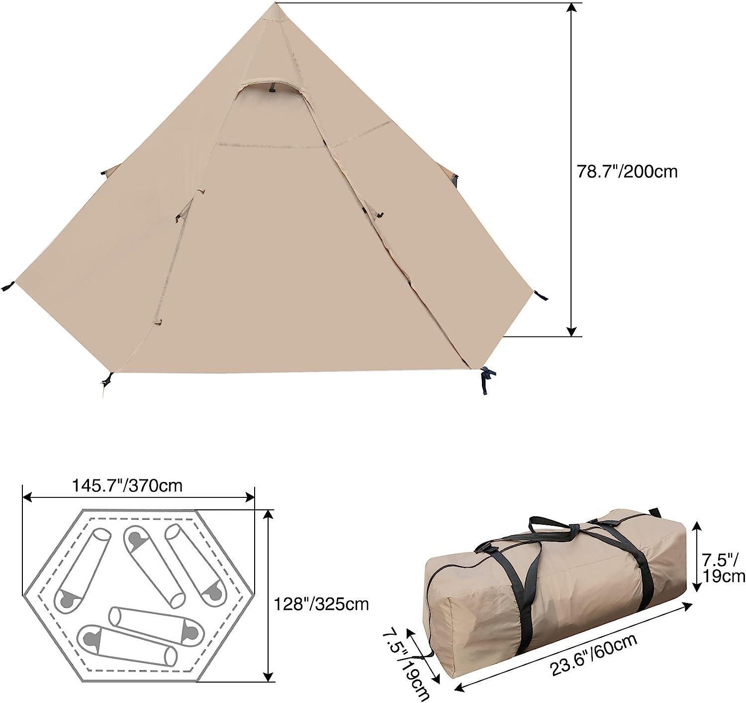 REDCAMP Pyramid Tent for 5 Person Canvas Teepee Tent - Benebomo