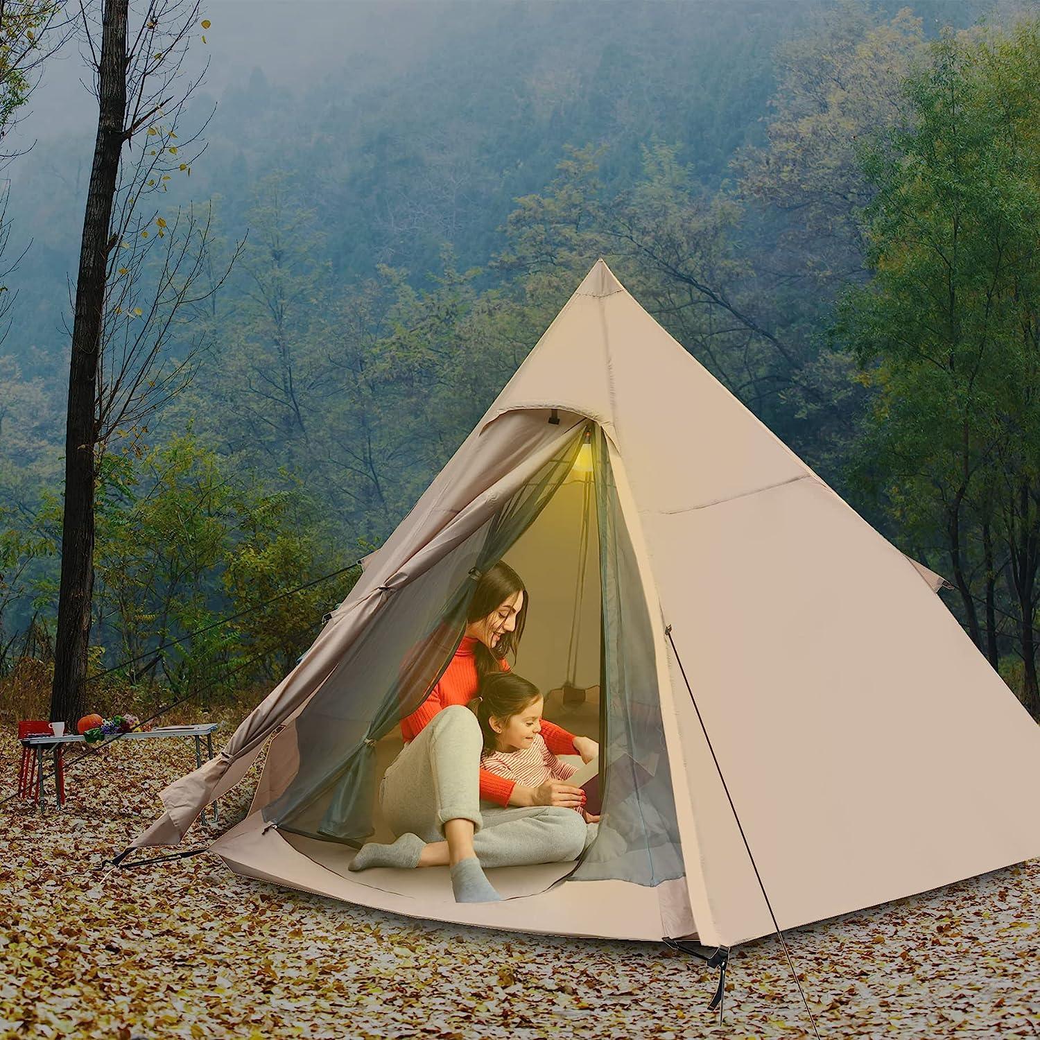 REDCAMP Pyramid Tent for 5 Person Canvas Teepee Tent - Benebomo