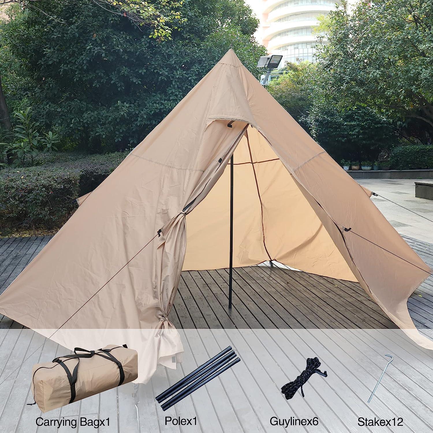 REDCAMP Pyramid Tent for 5 Person Canvas Teepee Tent - Benebomo