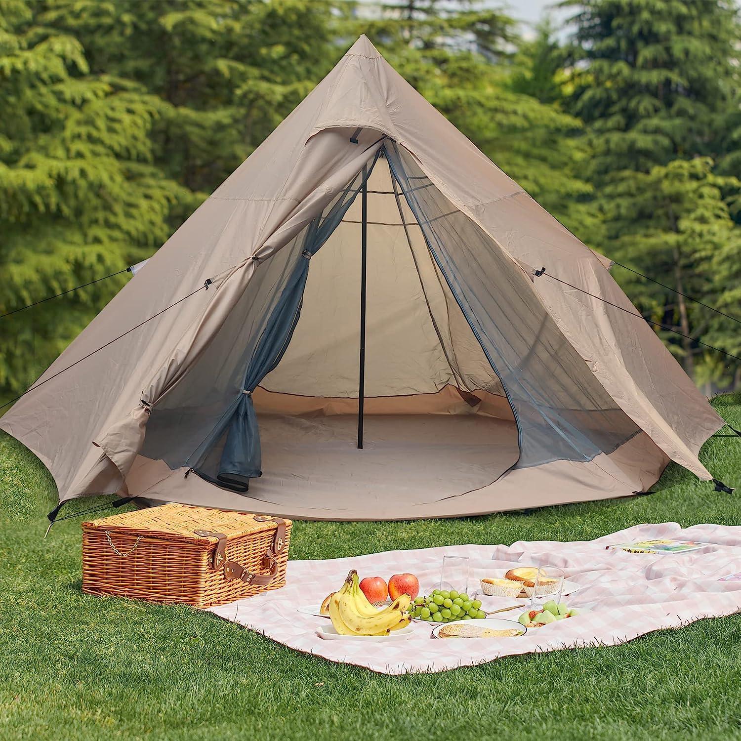 REDCAMP Pyramid Tent for 5 Person Canvas Teepee Tent - Benebomo