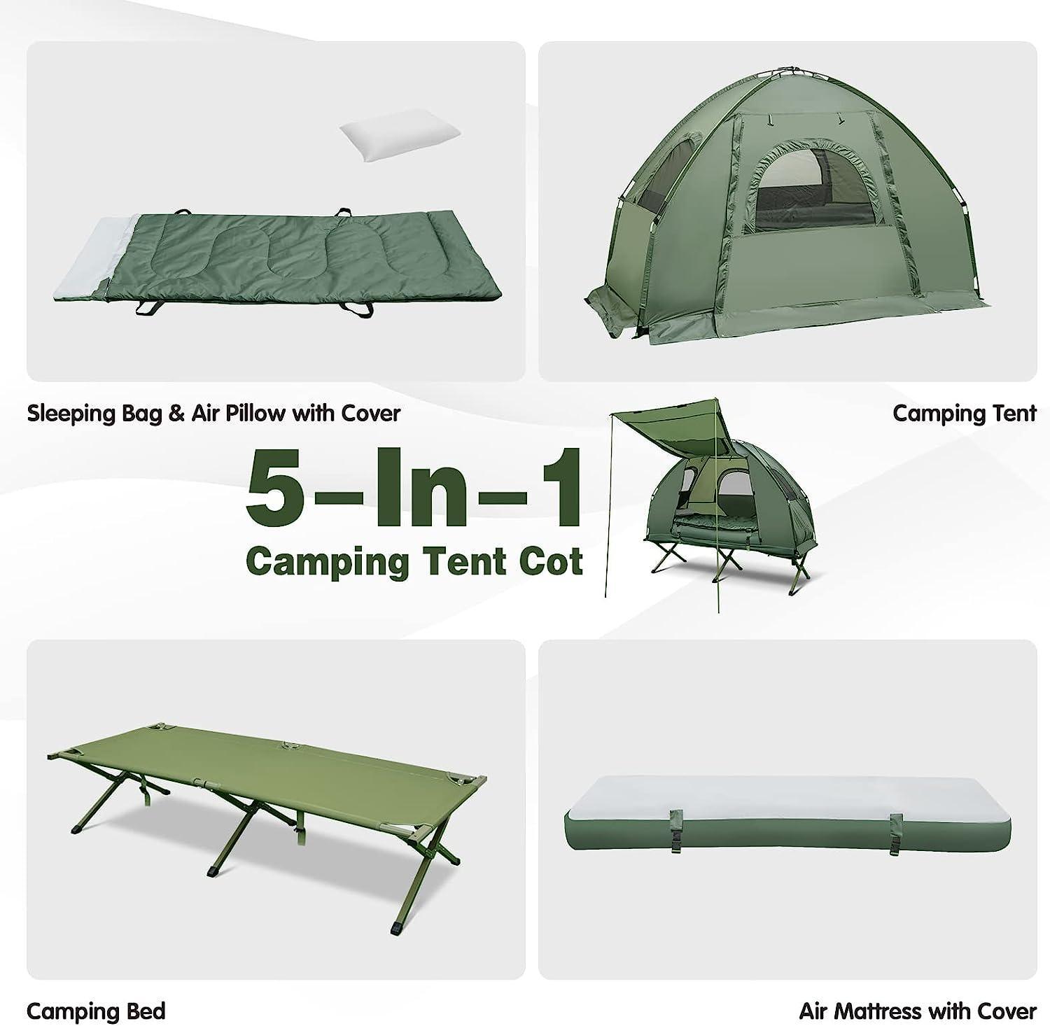 Safstar Tent Cot 1 Person Camping Cot Tent with Air Mattress Waterproof - Benebomo