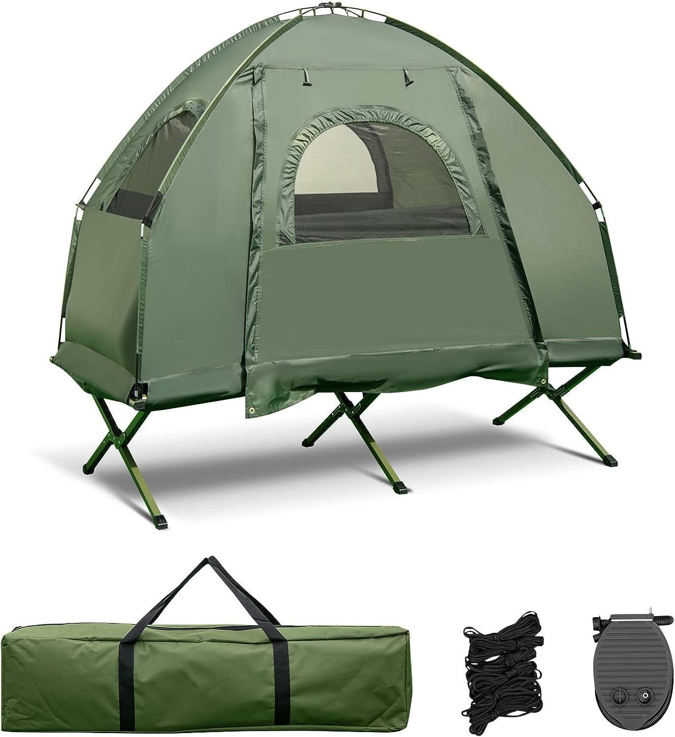 Safstar Tent Cot 1 Person Camping Cot Tent with Air Mattress Waterproof - Benebomo