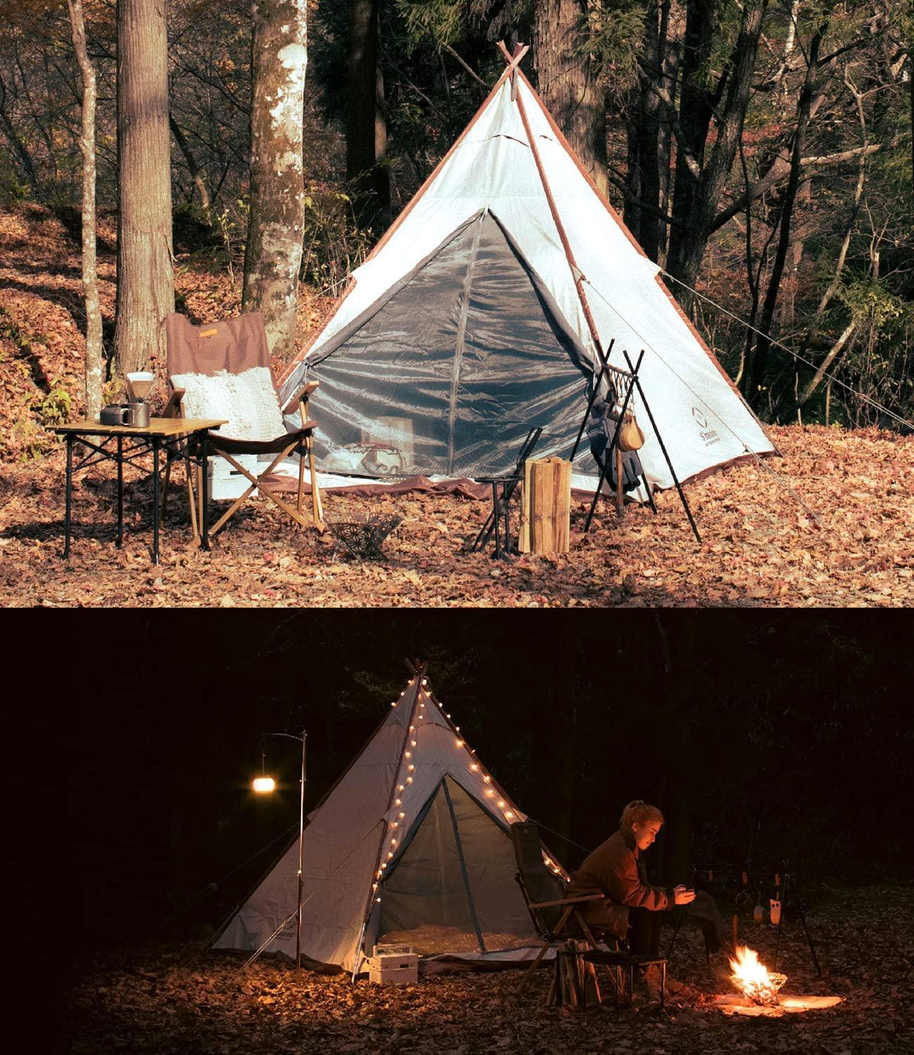 S'more Pyramid Tent for 3 Person Waterproof Oxford Teepee Tent - Benebomo