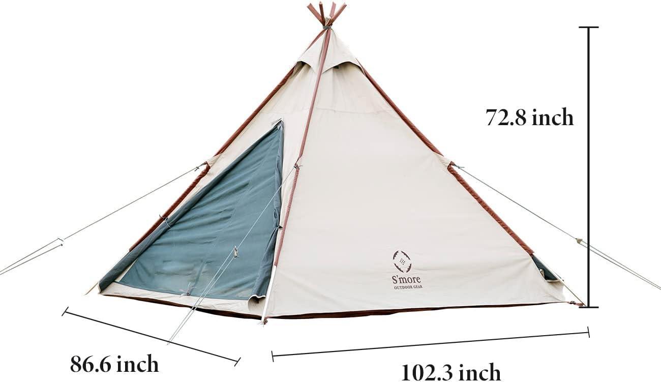 S'more Pyramid Tent for 3 Person Waterproof Oxford Teepee Tent - Benebomo