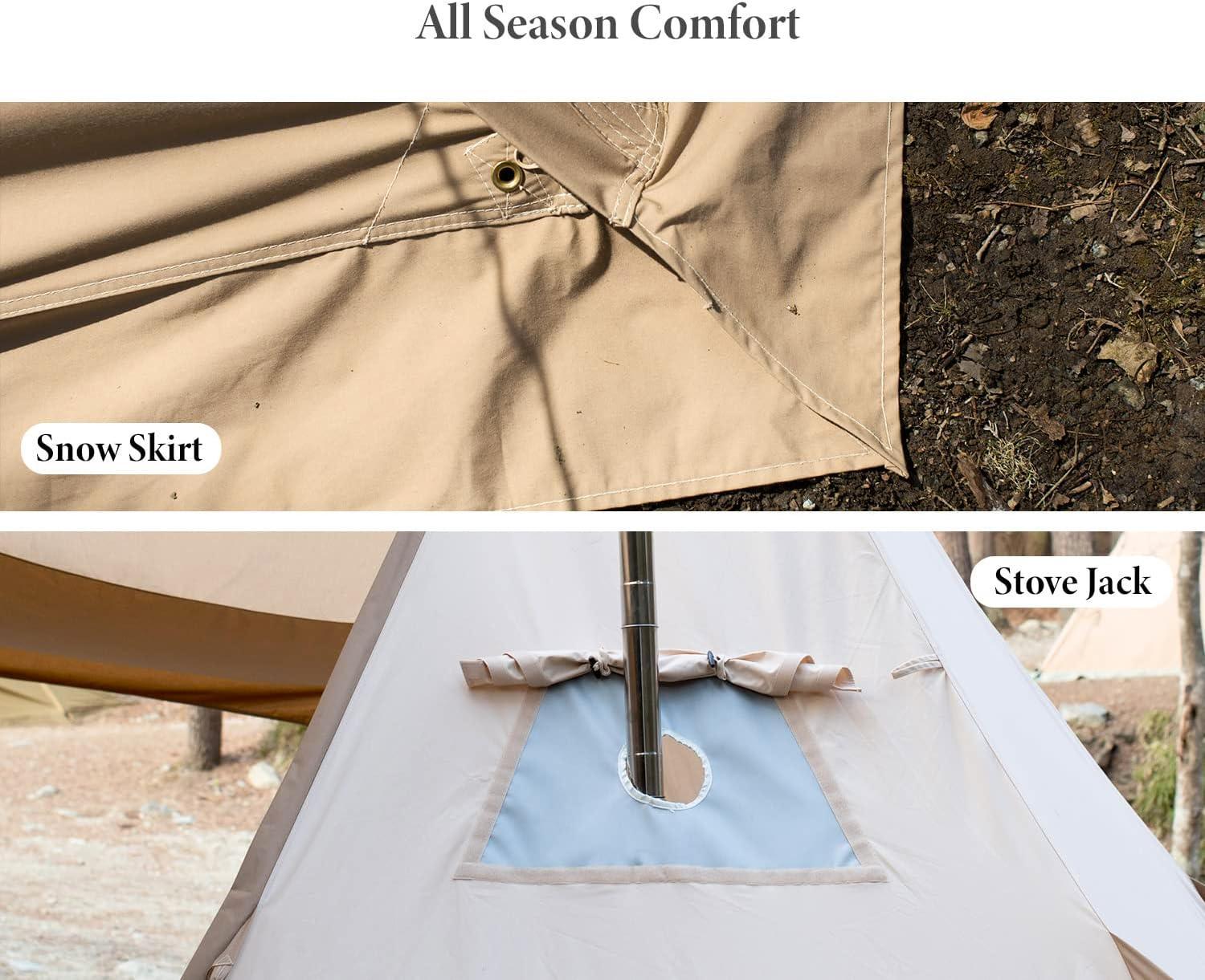 S'more Pyramid Tent for 4 Person Teepee Tent for Glamping - Benebomo