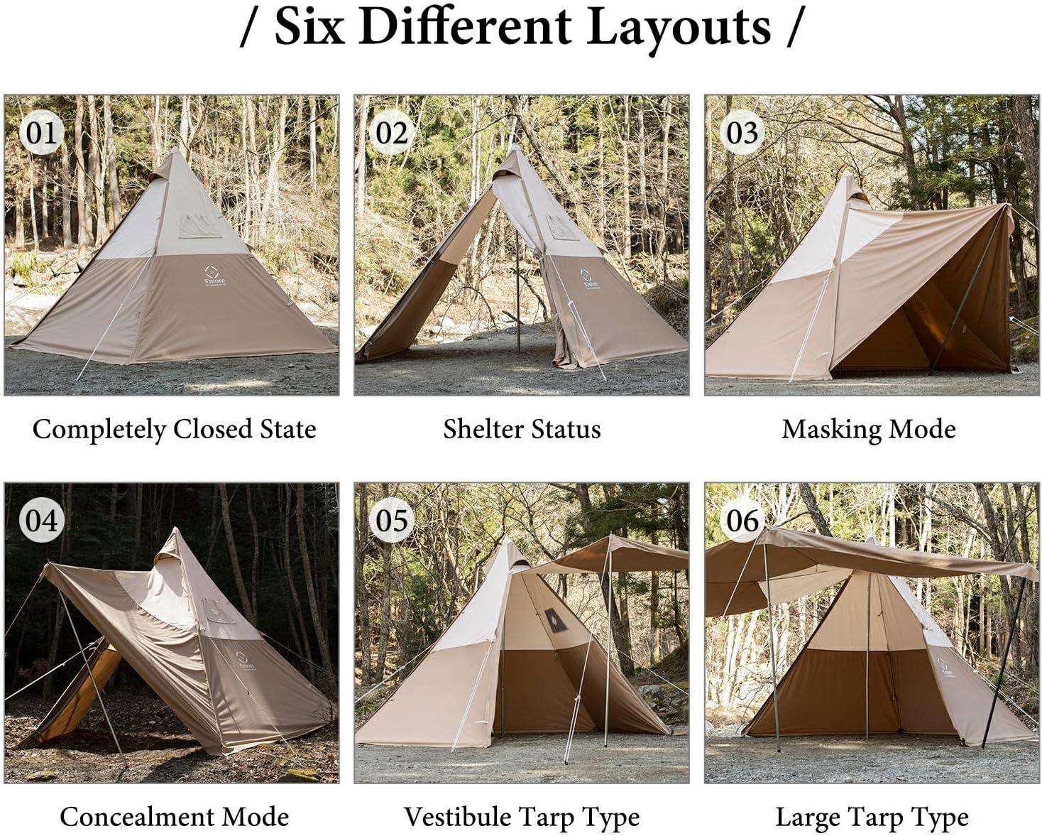 S'more Pyramid Tent for 4 Person Teepee Tent for Glamping - Benebomo