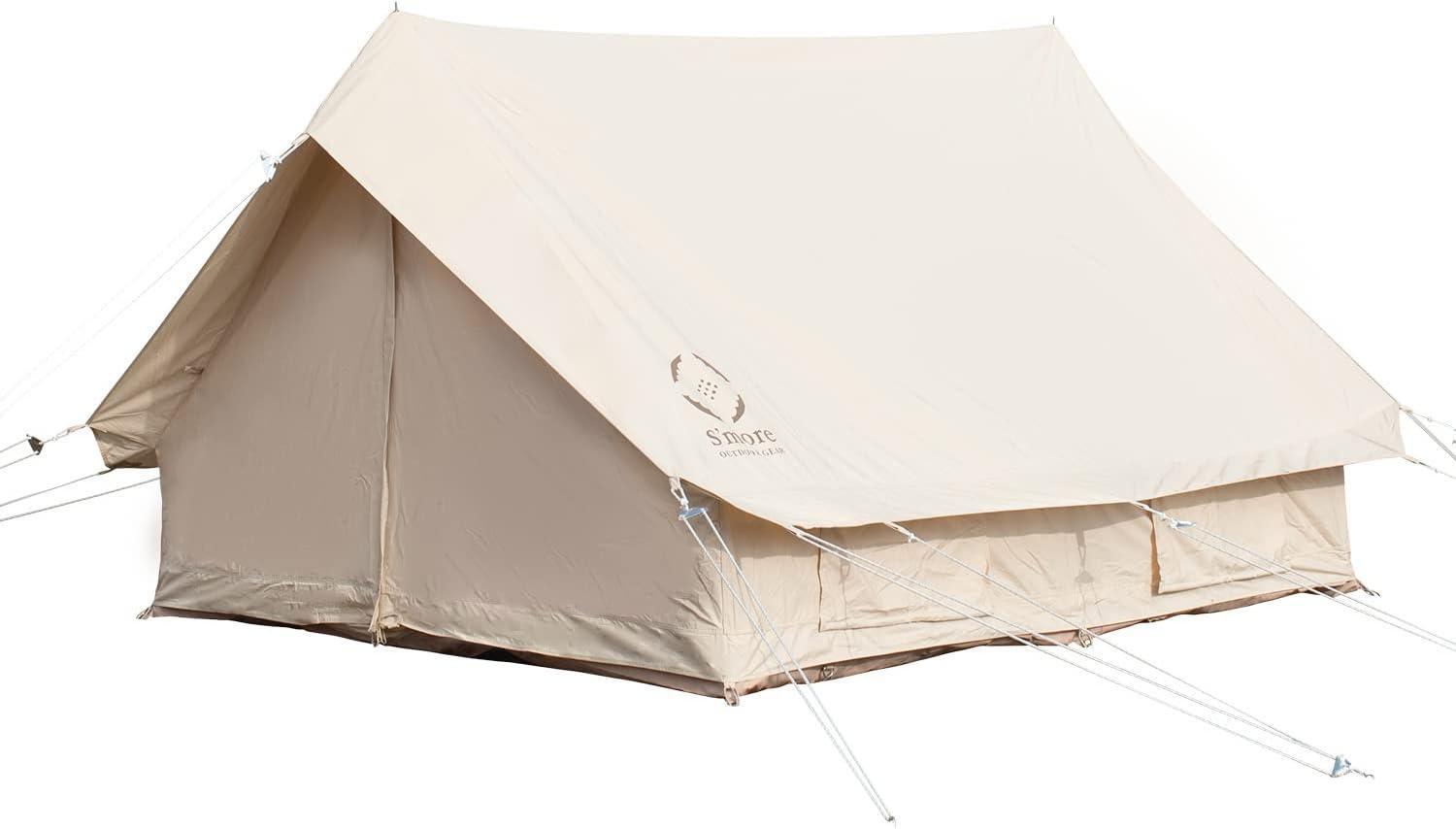 S'more Ridge Tent for 4 People Beige Canvas Family Camping Windproof - Benebomo