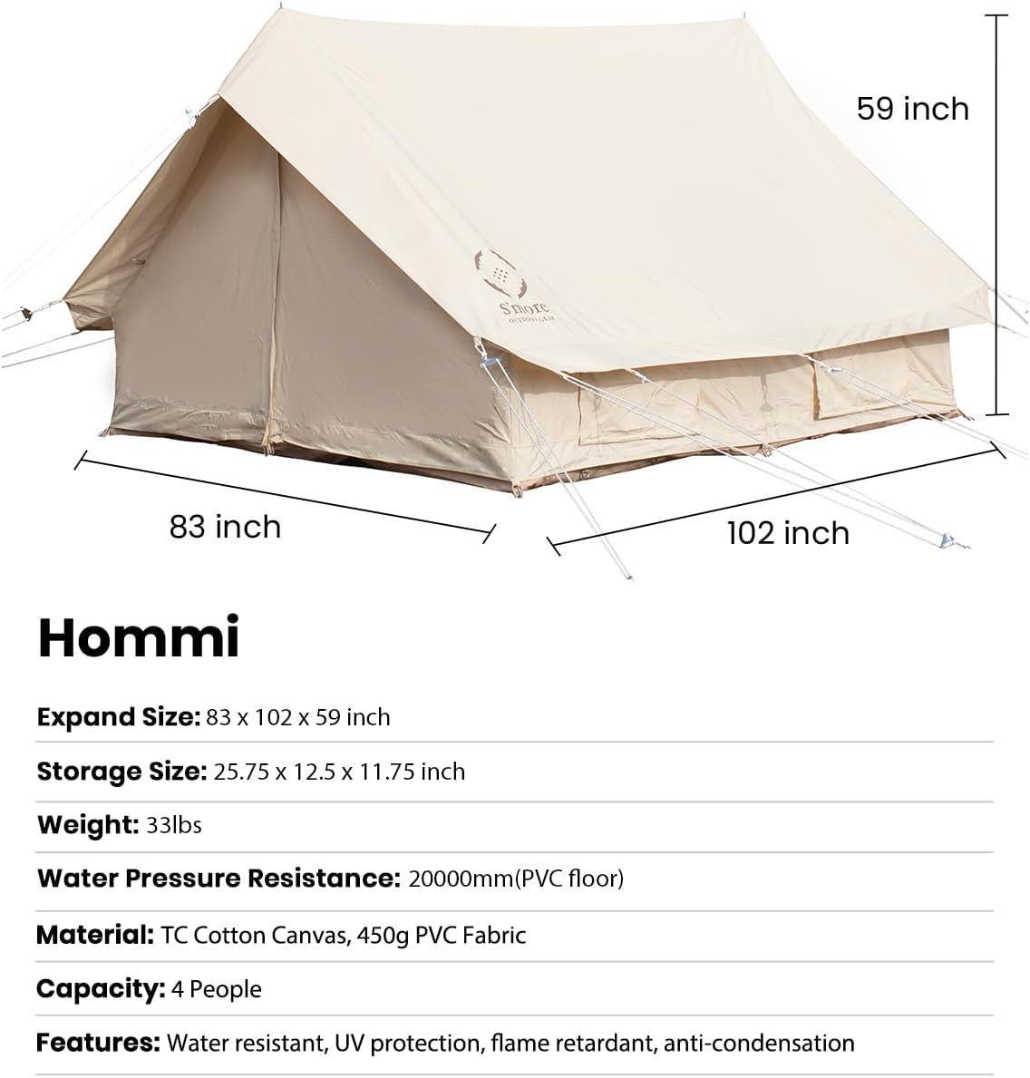 S'more Ridge Tent for 4 People Beige Canvas Family Camping Windproof - Benebomo